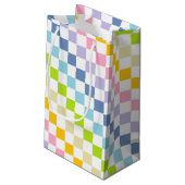 Gecontroleerde pastelregenboog klein cadeauzakje (Achterkant Gekanteld)