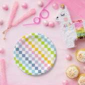 Gecontroleerde pastelregenboog papieren bordje (Feest)