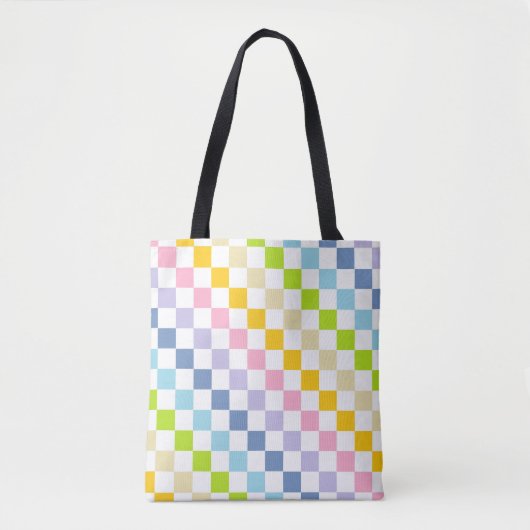 Gecontroleerde pastelregenboog tote bag (Voorkant)