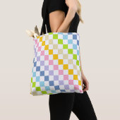 Gecontroleerde pastelregenboog tote bag (Dichtbij)