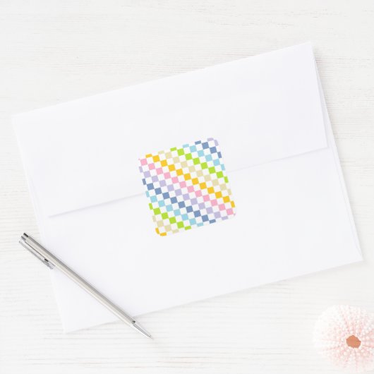 Gecontroleerde pastelregenboog vierkante sticker (Envelop)