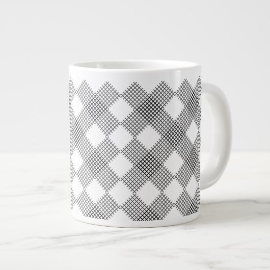 Gecontroleerde patches in zwart-wit patroon grote koffiekop (Voorkant rechts)