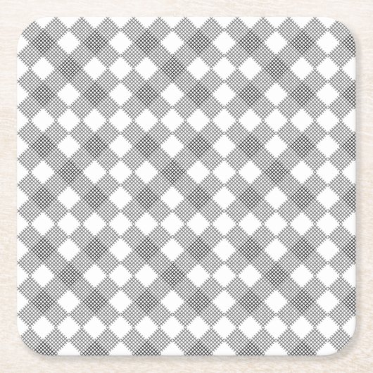 Gecontroleerde patches in zwart-wit patroon kartonnen onderzetters (Voorkant)