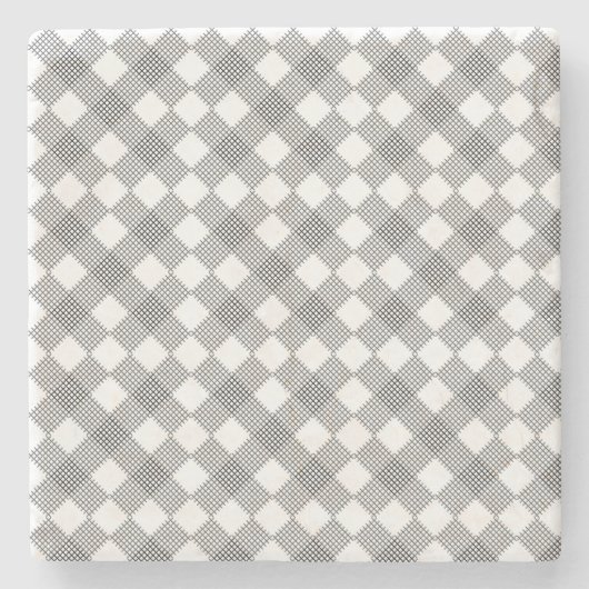 Gecontroleerde patches in zwart-wit patroon stenen onderzetter (Voorkant)