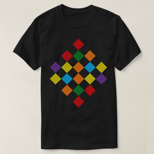 Gecontroleerde patroonregenboog Glitter Gay LGBT P T-shirt (Design voorkant)