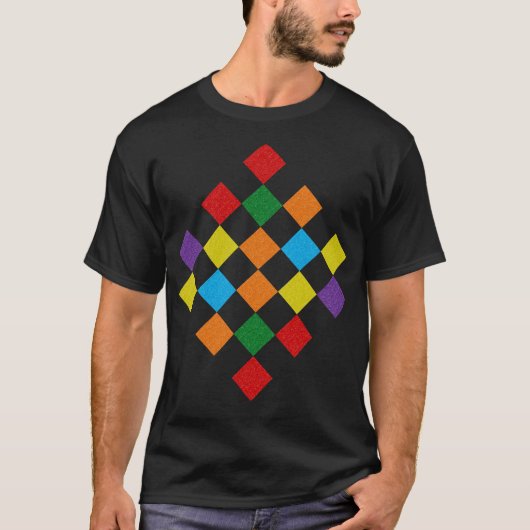 Gecontroleerde patroonregenboog Glitter Gay LGBT P T-shirt (Voorkant)