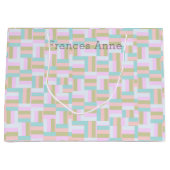 Gecontroleerde patroonroze/blauw-groen/goud/wit groot cadeauzakje (Voorkant)