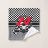 Gecontroleerde racten met zwart en wit bad handdoek (Wasdoekje)