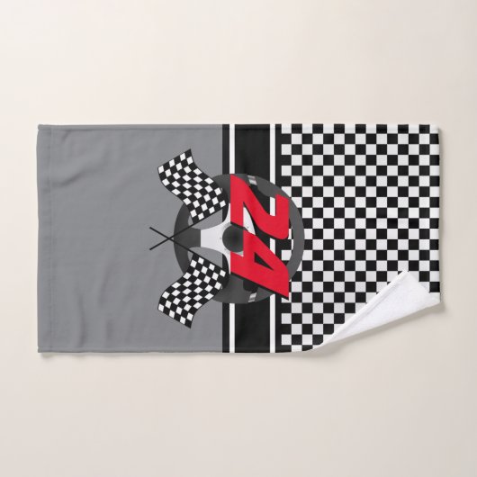 Gecontroleerde racten met zwart en wit bad handdoek (Handdoek)