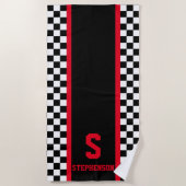 Gecontroleerde ractenrood en zwart strandlaken (Voorkant)