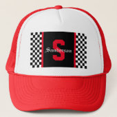 Gecontroleerde racttrucker met rackstrips trucker pet (Voorkant)