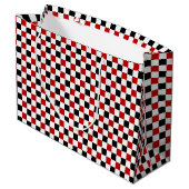 Gecontroleerde Red-White-Black-Gift-tas, groot Large Cadeautasje (Achterkant Gekanteld)