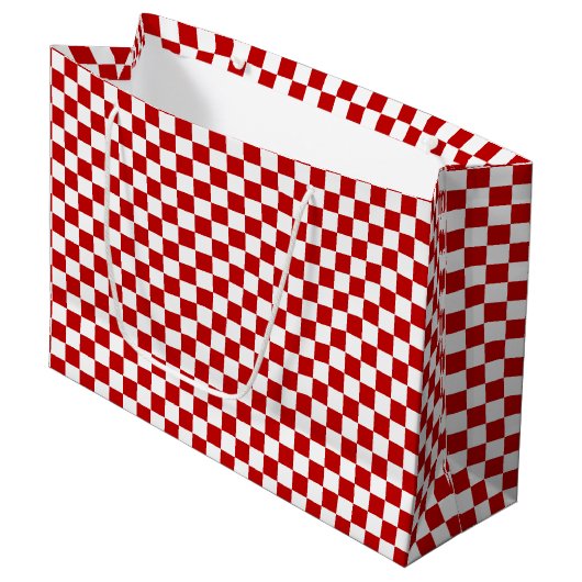 Gecontroleerde Red-White-Gift tas, groot Large Cadeautasje (Voorkant Gekanteld)