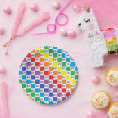 Gecontroleerde regenboog en muzieknotities papieren bordje (Feest)