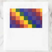 Gecontroleerde regenboog rechthoekige sticker (Tas)