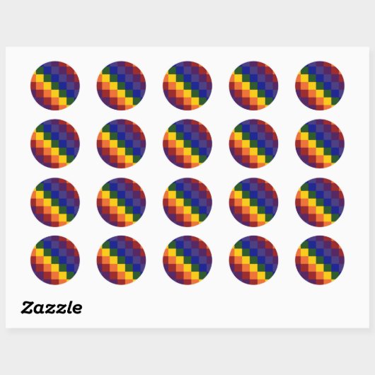 Gecontroleerde regenboog ronde sticker (Vel)