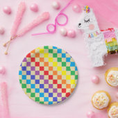 Gecontroleerde regenboogbeige papieren bordje (Feest)