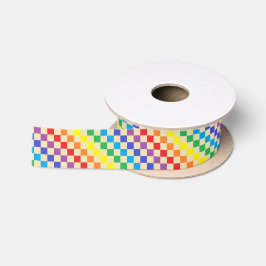 Gecontroleerde regenboogbeige satijnen lint