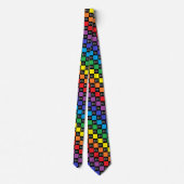Gecontroleerde regenboogzwarte en muzieknotities stropdas (Achterkant)