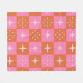 Gecontroleerde Retro sterren patroon roze oranje Fleece Deken (Voorkant (Horizontaal))