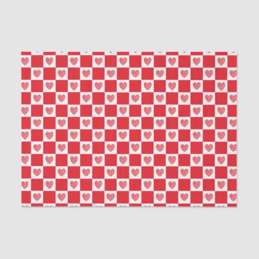 Gecontroleerde rode harten tissuepapier (Voorkant)