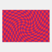 Gecontroleerde Rode Paarse cheques met terugloop Inpakpapier Vel (Voorkant 3)