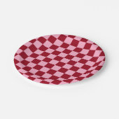 Gecontroleerde roze en Bourgogne Papieren Bordje (Gekanteld)