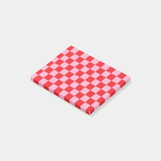 Gecontroleerde roze en rood post-it® notes (Schuin)
