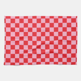 Gecontroleerde roze en rood theedoek