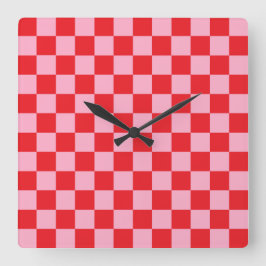 Gecontroleerde roze en rood vierkante klok