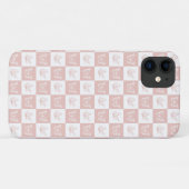 Gecontroleerde roze en witte elegante vlinderpatro Case-Mate iPhone case (Achterkant (horizontaal))