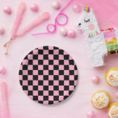 Gecontroleerde roze en zwart papieren bordje (Feest)