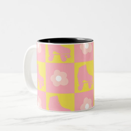 Gecontroleerde Schaatsen van Roller Quad Derby Ska Tweekleurige Koffiemok (Voorkant links)