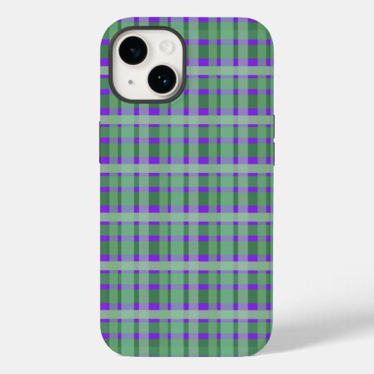 Gecontroleerde tartan groene strepen op Paars Case-Mate iPhone Case (Achterkant)