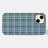 Gecontroleerde tartan groene strepen op Paars Case-Mate iPhone Case (Achterkant (horizontaal))
