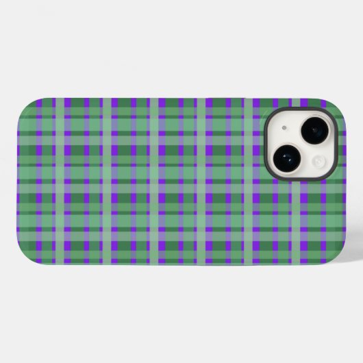 Gecontroleerde tartan groene strepen op Paars Case-Mate iPhone Case (Achterkant (horizontaal))