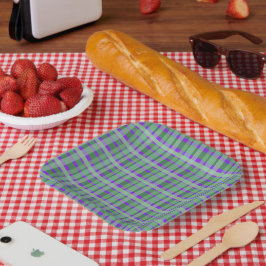 Gecontroleerde tartan groene strepen op Paars Papieren Bordje