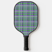 Gecontroleerde tartan groene strepen op Paars Pickleball Paddle (Voorkant)
