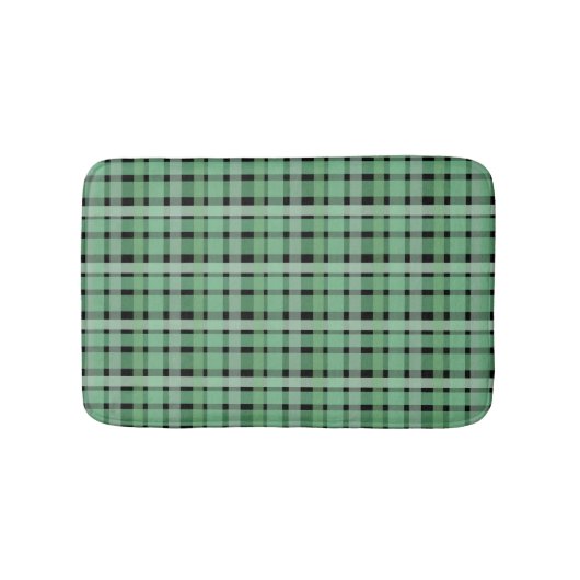 Gecontroleerde tartan groene strepen op zwart badmat (Voorkant)