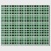 Gecontroleerde tartan groene strepen op zwart cadeaupapier (Vlak)