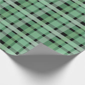 Gecontroleerde tartan groene strepen op zwart cadeaupapier (Hoek)