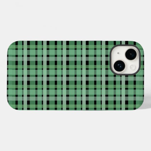 Gecontroleerde tartan groene strepen op zwart Case-Mate iPhone case (Achterkant (horizontaal))