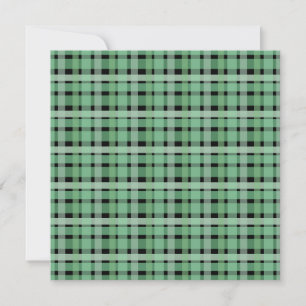 Gecontroleerde tartan groene strepen op zwart feestdagenkaart
