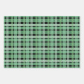 Gecontroleerde tartan groene strepen op zwart inpakpapier vel (Voorkant 3)