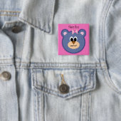 Gecontroleerde Teddy Bear Vierkante Button 5,1 Cm (In situ)