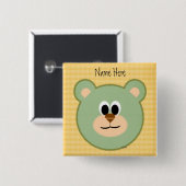 Gecontroleerde Teddy Bear Vierkante Button 5,1 Cm (Voorkant /achterkant)