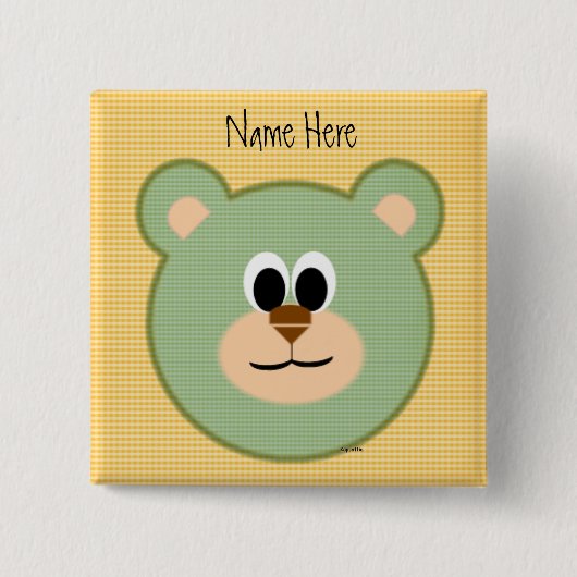 Gecontroleerde Teddy Bear Vierkante Button 5,1 Cm (Voorkant)