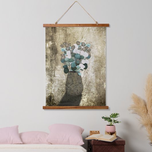 Gecontroleerde vaas van muntbloemen hangend wandkleed (Slaapkamer)