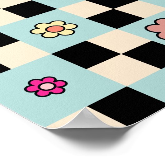 Gecontroleerde Van het Bloem van het Vloer Mint Re Poster (Hoek)