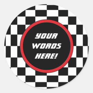 Gecontroleerde vierkant aangepaste tekst ronde sticker